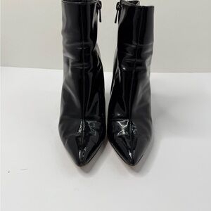 Jessica Simpson Black Patent Leather Ankle Boots Chunky Heel Size 10